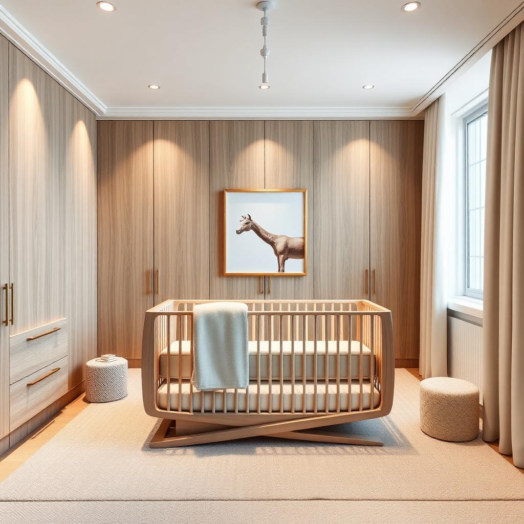 Quarto infantil Helani em paleta suave com marcenaria sob medida.